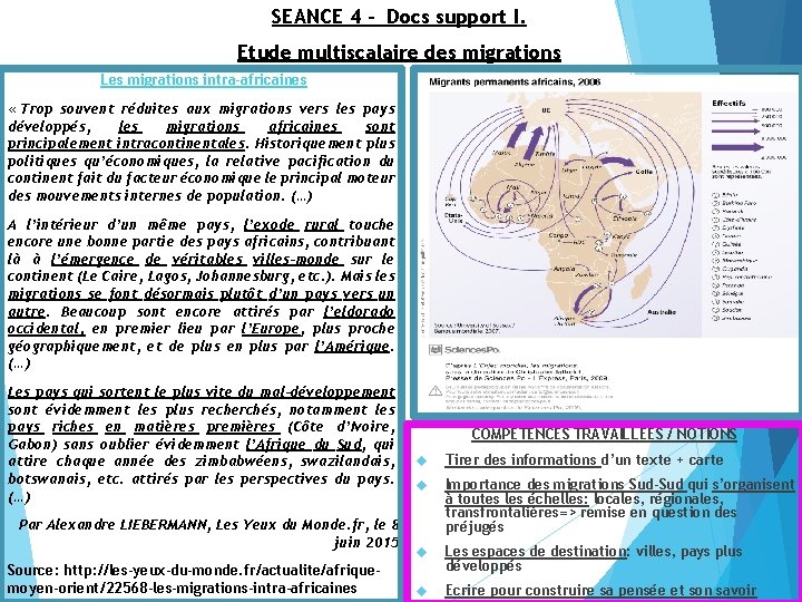 SEANCE 4 - Docs support I. Etude multiscalaire des migrations Les migrations intra-africaines «