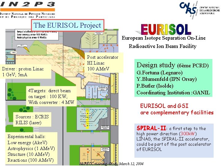 The EURISOL Project European Isotope Separation On-Line Radioactive Ion Beam Facility Driver : proton