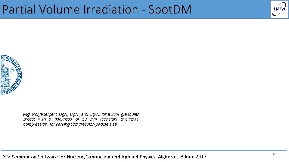 Partial Volume Irradiation - Spot. DM Fig. Polyenergetic Dg. N, Dg. NV and Dg.