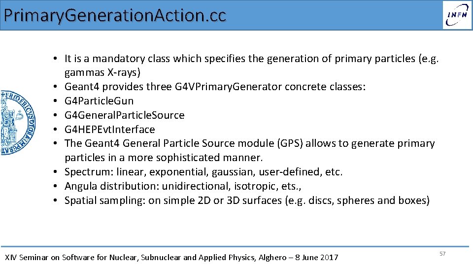 Primary. Generation. Action. cc • It is a mandatory class which specifies the generation