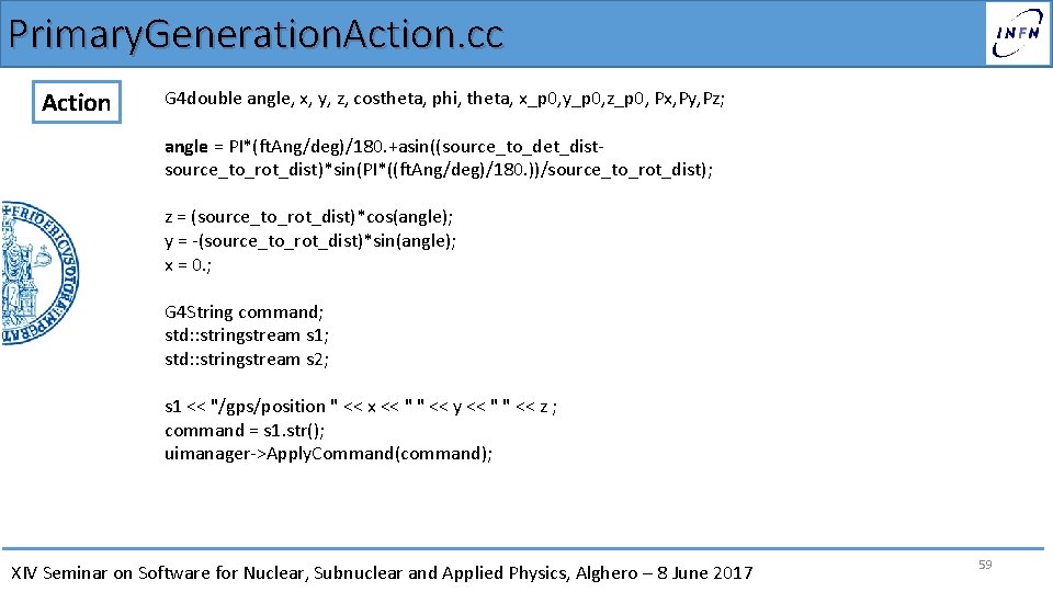 Primary. Generation. Action. cc Action G 4 double angle, x, y, z, costheta, phi,