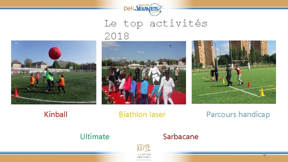 Le top activités 2018 Kinball Biathlon laser Ultimate Parcours handicap Sarbacane 9 