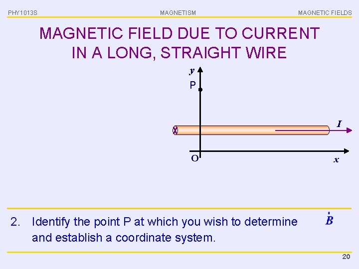 PHY 1013 S MAGNETISM MAGNETIC FIELDS MAGNETIC FIELD DUE TO CURRENT IN A LONG,