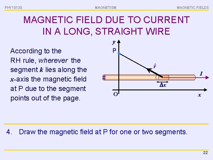 PHY 1013 S MAGNETISM MAGNETIC FIELDS MAGNETIC FIELD DUE TO CURRENT IN A LONG,