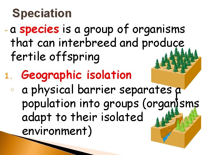 Speciation - a species is a group of organisms that can interbreed and produce
