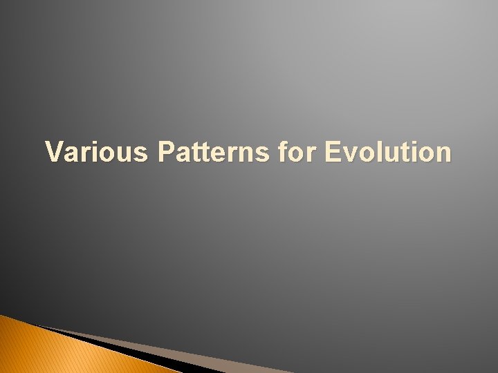 Various Patterns for Evolution 