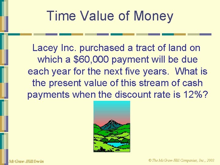 Time Value of Money Lacey Inc. purchased a tract of land on which a