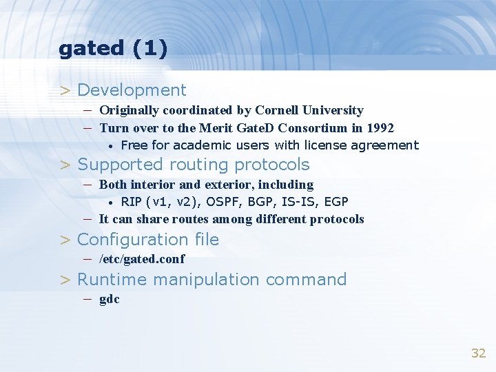 gated (1) > Development – Originally coordinated by Cornell University – Turn over to