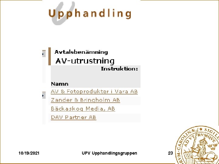 10/19/2021 UPV Upphandlingsgruppen 23 