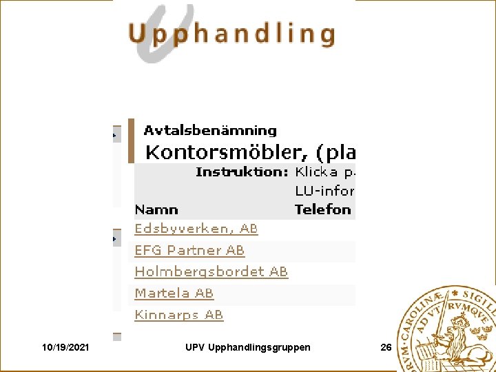 10/19/2021 UPV Upphandlingsgruppen 26 