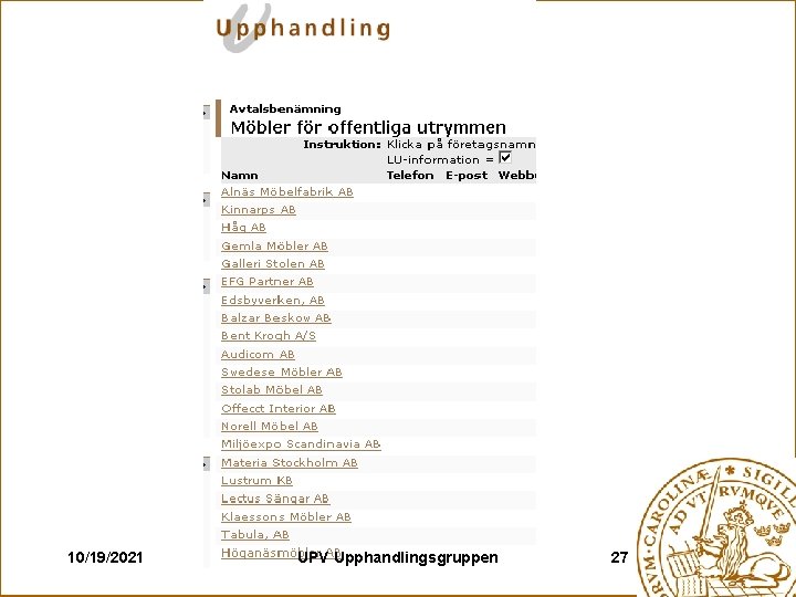 10/19/2021 UPV Upphandlingsgruppen 27 