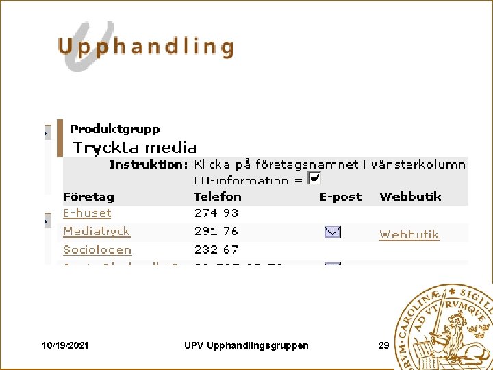 10/19/2021 UPV Upphandlingsgruppen 29 