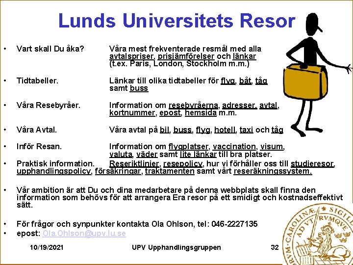 Lunds Universitets Resor • Vart skall Du åka? Våra mest frekventerade resmål med alla