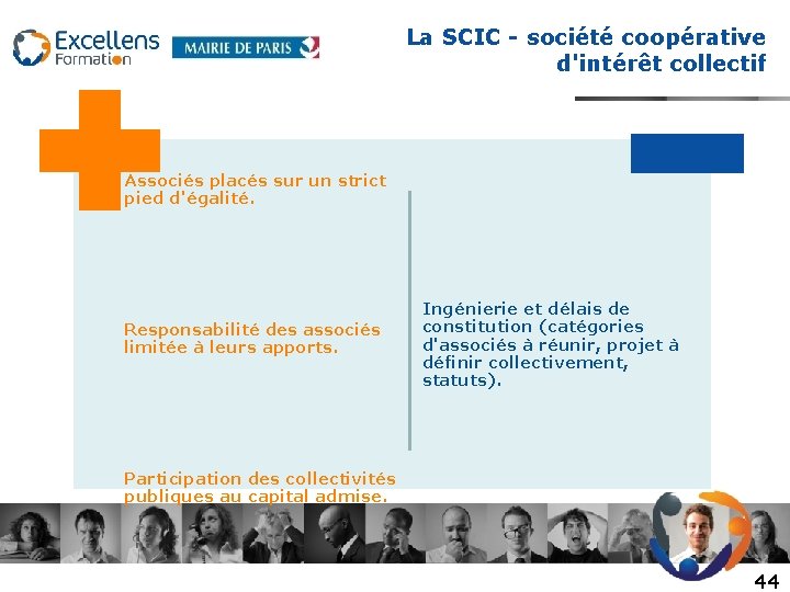 La SCIC - société coopérative d'intérêt collectif Associés placés sur un strict pied d'égalité.
