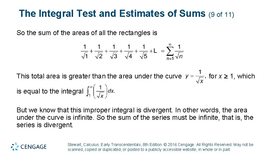 The Integral Test and Estimates of Sums (9 of 11) So the sum of