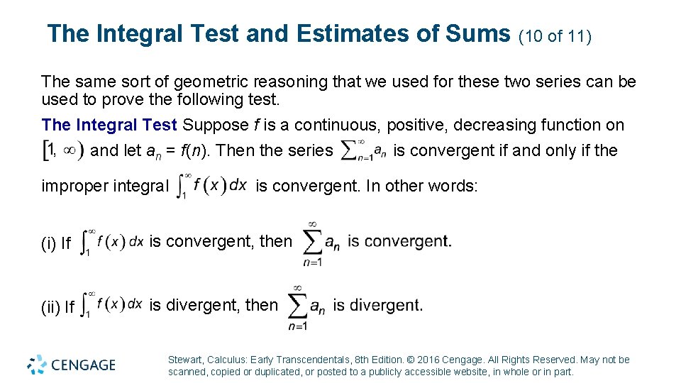 The Integral Test and Estimates of Sums (10 of 11) The same sort of