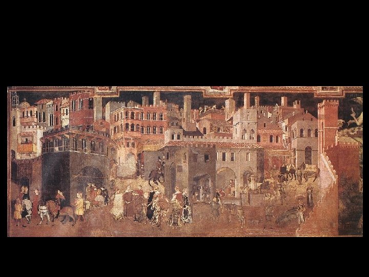 Ambroggio Lorenzetti Alegorie dobré vlády, Sala dei Nove, Palazzo Publico Siena, 1338 -1340 