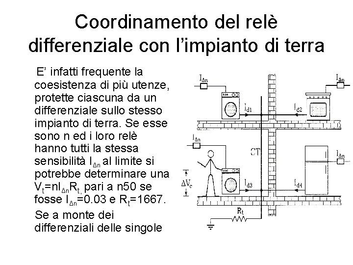 Coordinamento del relè differenziale con l’impianto di terra E’ infatti frequente la coesistenza di