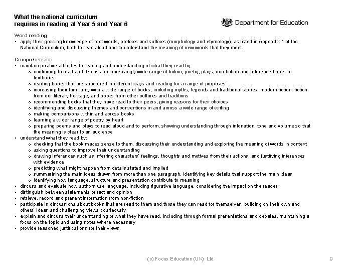 What the national curriculum requires in reading at Year 5 and Year 6 Word