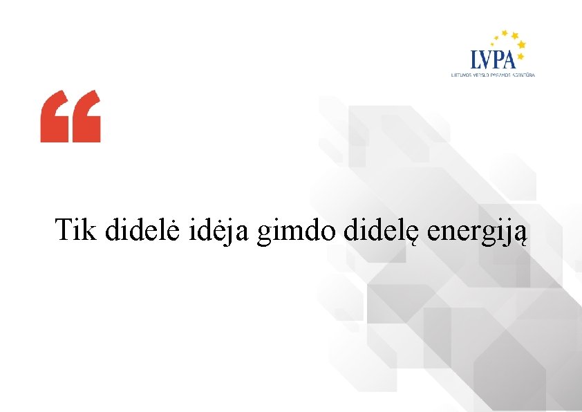 Tik didelė idėja gimdo didelę energiją 