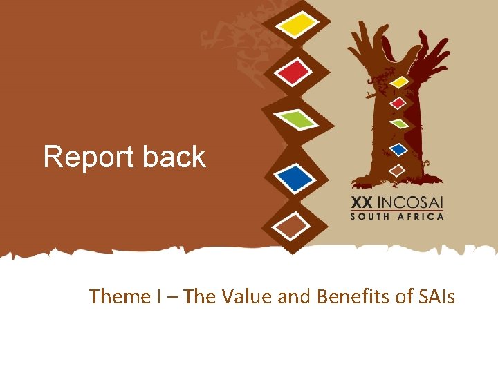 Report back Theme I – The Value and Benefits of SAIs 