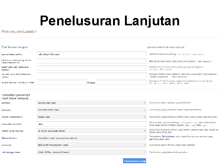 Penelusuran Lanjutan 