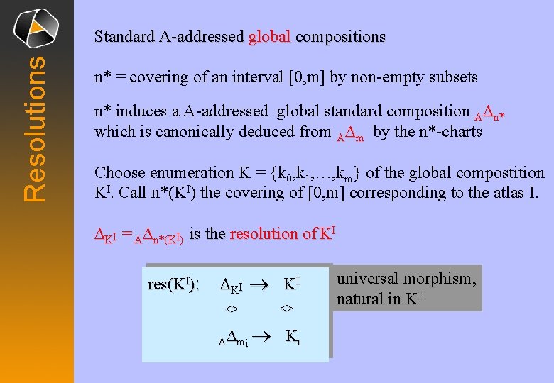 Resolutions Standard A-addressed global compositions n* = covering of an interval [0, m] by