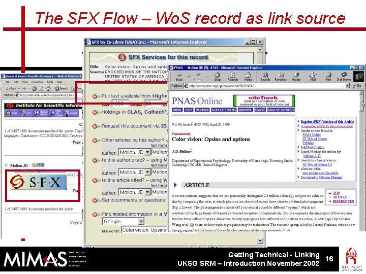 The SFX Flow – Wo. S record as link source Getting Technical - Linking