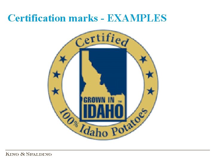 Certification marks - EXAMPLES 