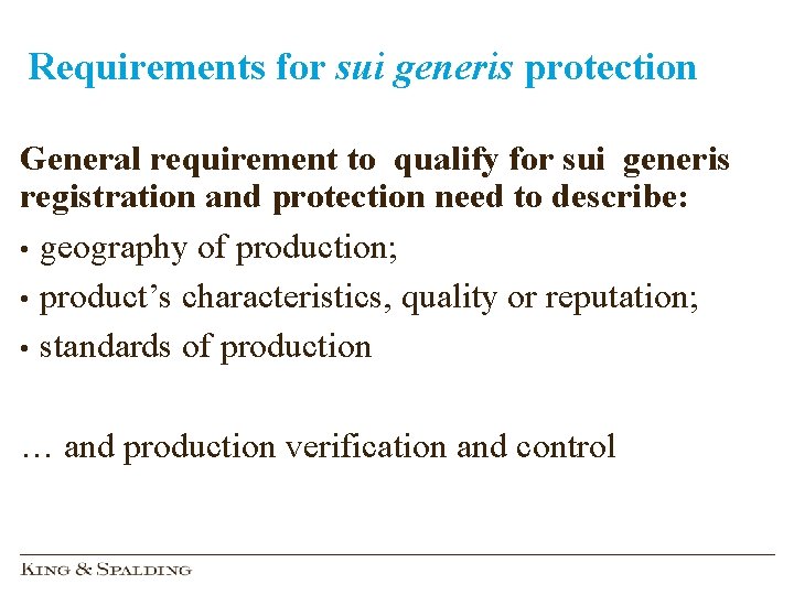 Requirements for sui generis protection General requirement to qualify for sui generis registration and