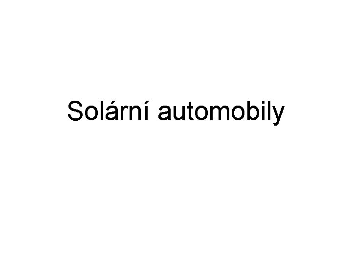 Solární automobily 