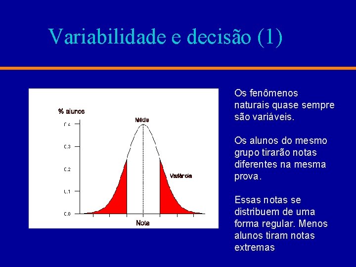 Variabilidade e decisão (1) Os fenômenos naturais quase sempre são variáveis. Os alunos do