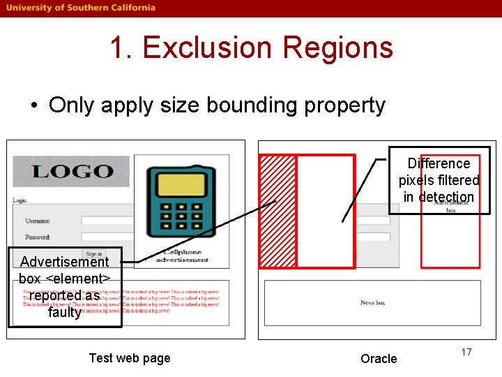 1. Exclusion Regions • Only apply size bounding property Difference pixels filtered in detection 1. Exclusion Regions • Only apply size bounding property Difference pixels filtered in detection