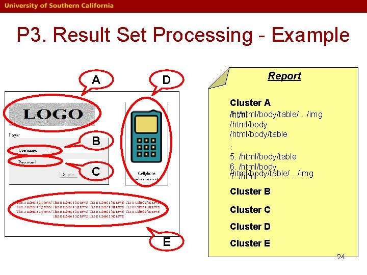 P 3. Result Set Processing - Example A D Report Cluster A 1. /html/body/table/…/img P 3. Result Set Processing - Example A D Report Cluster A 1. /html/body/table/…/img