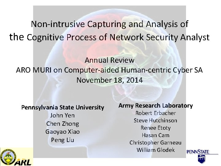 Non-intrusive Capturing and Analysis of the Cognitive Process of Network Security Analyst Annual Review