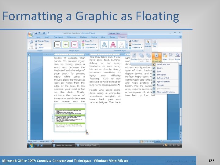 Formatting a Graphic as Floating Microsoft Office 2007: Complete Concepts and Techniques - Windows