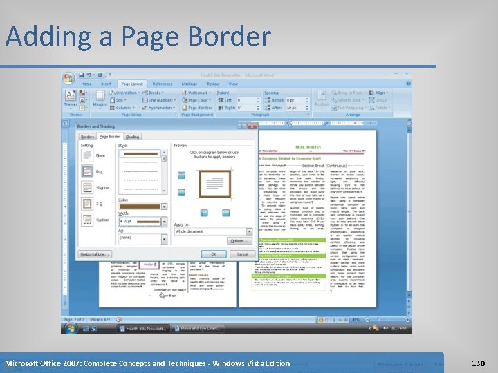 Adding a Page Border Microsoft Office 2007: Complete Concepts and Techniques - Windows Vista