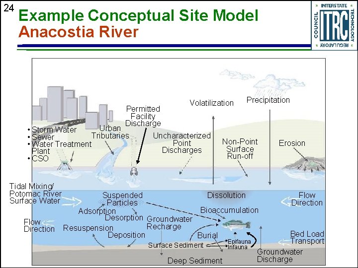 24 Example Conceptual Site Model Anacostia River Permitted Facility Discharge Urban • Storm Water