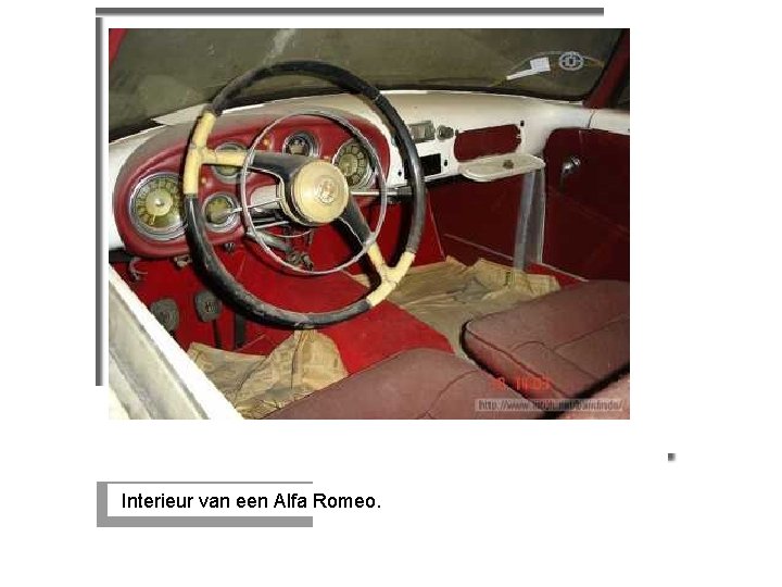 Interieur van een Alfa Romeo. 