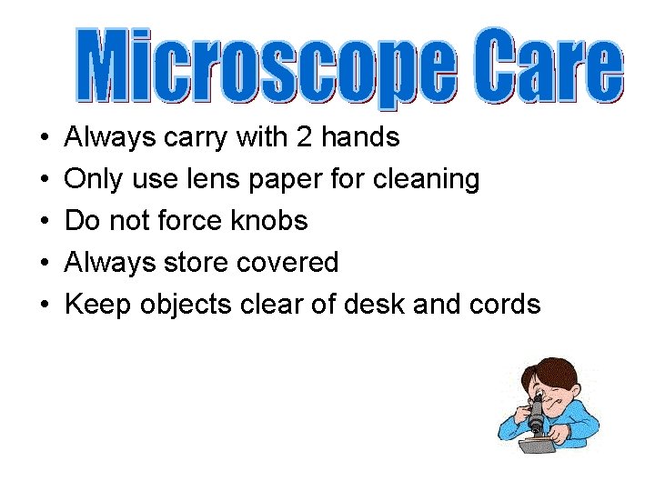  • • • Always carry with 2 hands Only use lens paper for