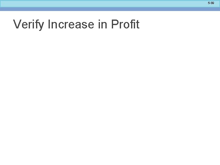 5 -89 Verify Increase in Profit 