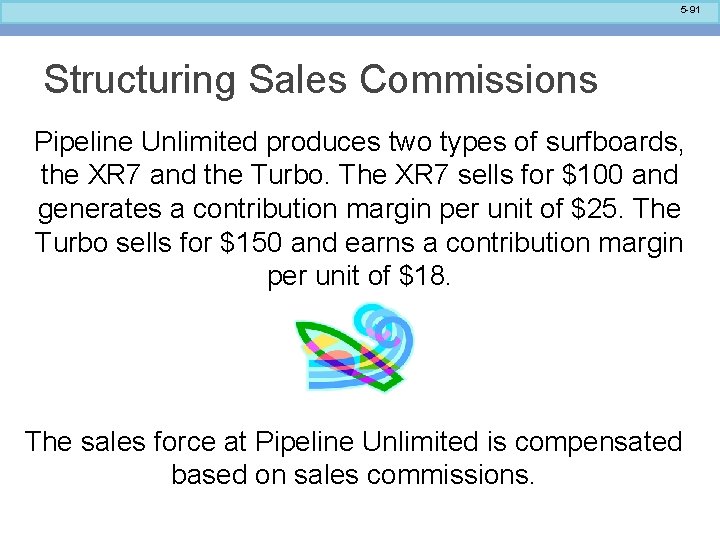 5 -91 Structuring Sales Commissions Pipeline Unlimited produces two types of surfboards, the XR