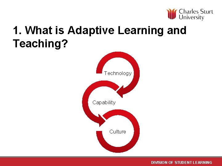 1. What is Adaptive Learning and Teaching? Technology Capability Culture DIVISION OF STUDENT LEARNING