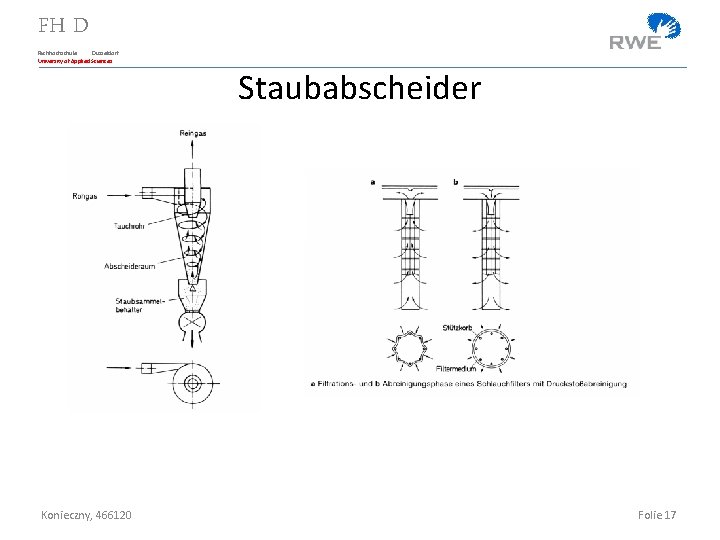 FH D Fachhochschule Düsseldorf University of Applied Sciences Staubabscheider Konieczny, 466120 Folie 17 