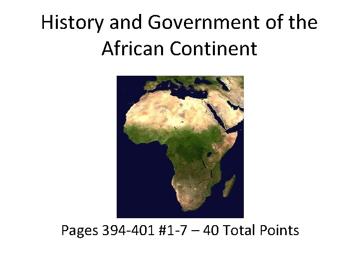 History and Government of the African Continent Pages