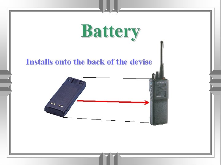 Battery Installs onto the back of the devise 