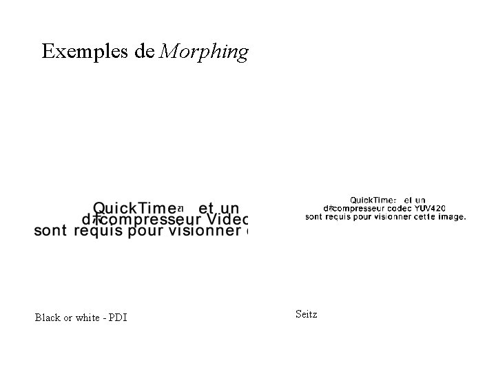 Exemples de Morphing Black or white - PDI Seitz 