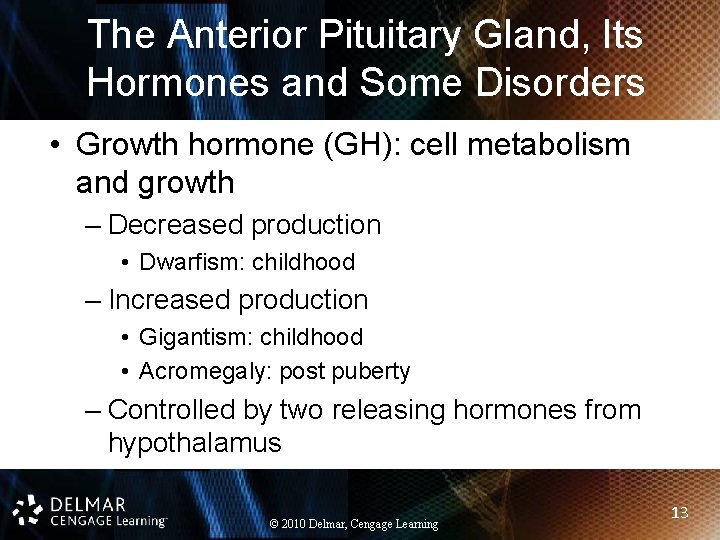 The Anterior Pituitary Gland, Its Hormones and Some Disorders • Growth hormone (GH): cell