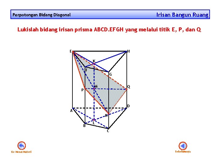 Irisan Bangun Ruang Irisan Perpotongan Bidang Diagonal Lukislah bidang irisan prisma ABCD. EFGH yang