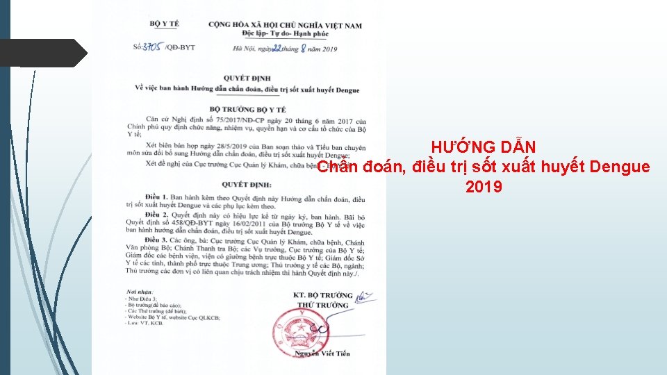 HƯỚNG DẪN Chẩn đoán, điều trị sốt xuất huyết Dengue 2019 